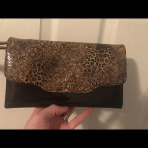 Beijo animal print and cranberry clutch/wallet
